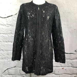 Karl Lagerfeld black lace long sleeve jacket sz 6